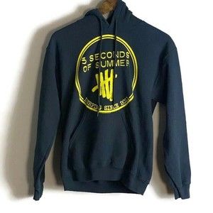 5 SECONDS OF SUMMER Mens Black Hoodie Long Sleeve Sweatshirt Size S Rock Logo